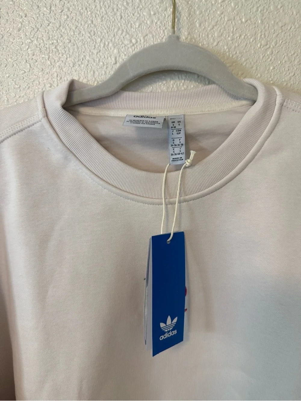 adidas Cream Crewneck Sweatshirt with Embroidered Cherry